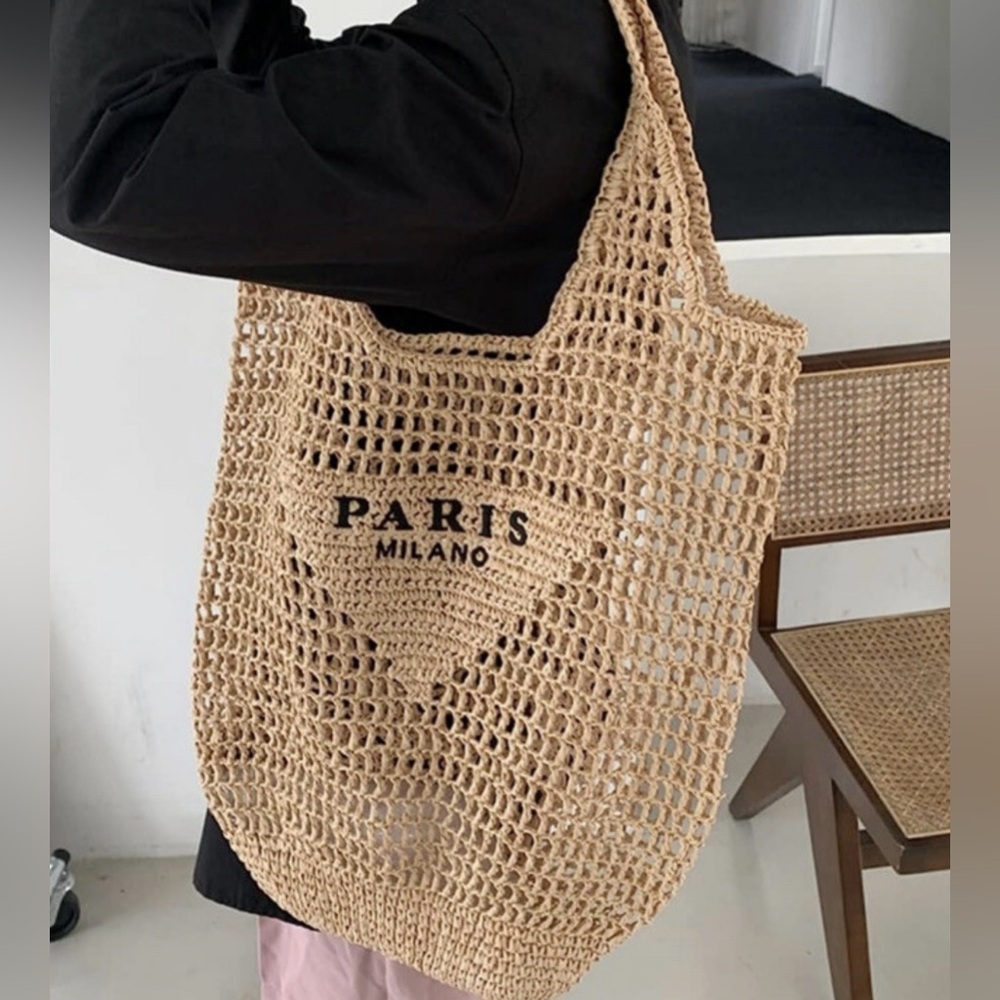Beige Crochet Tote Bag